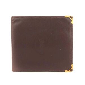 AUTH CARTIER Bifold Wallet • Must De Carrier in Bordeaux Leather SLIM AUTHENTIC